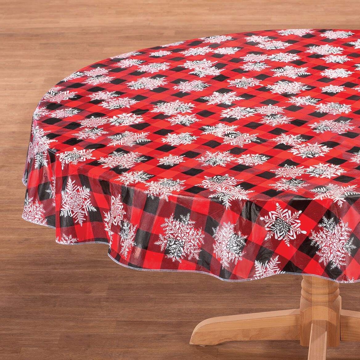 Snowflake Buffalo Plaid Vinyl Table Cover by Chef's Pride™-373919