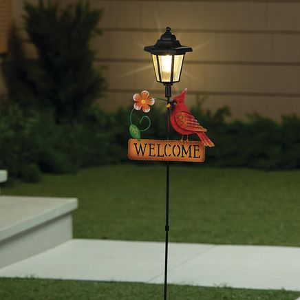 Solar Cardinal Welcome Decorative Lawn Stake by Fox River Creations™-374024