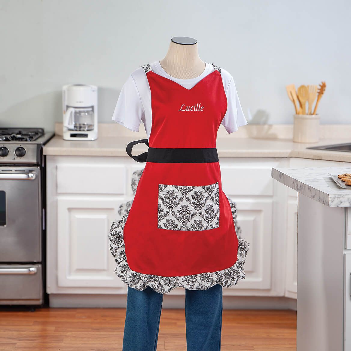 Personalized Red Damask Apron-374199