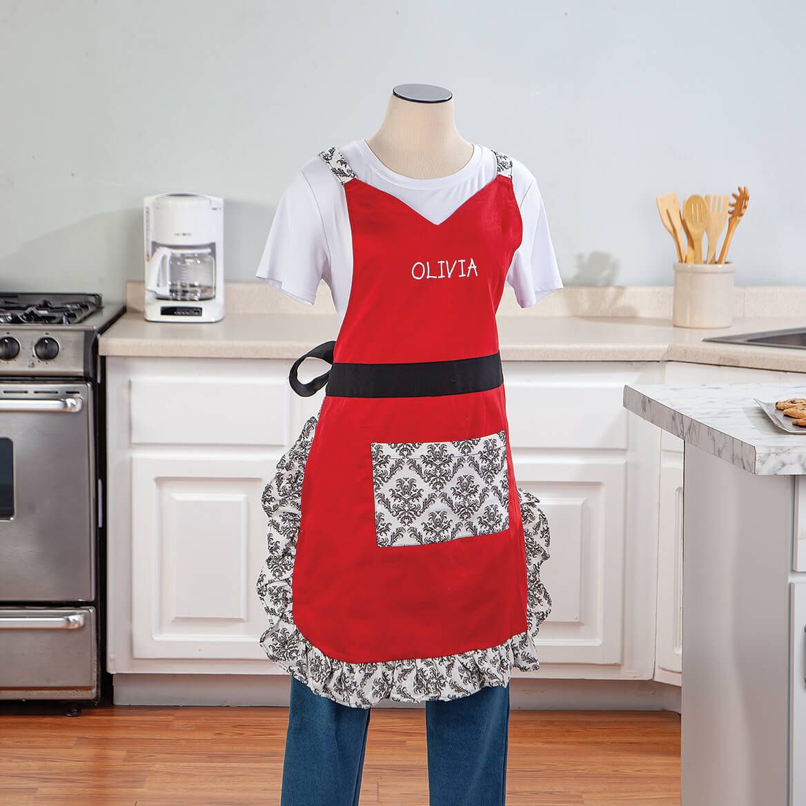 Personalized Red Damask Apron-374199