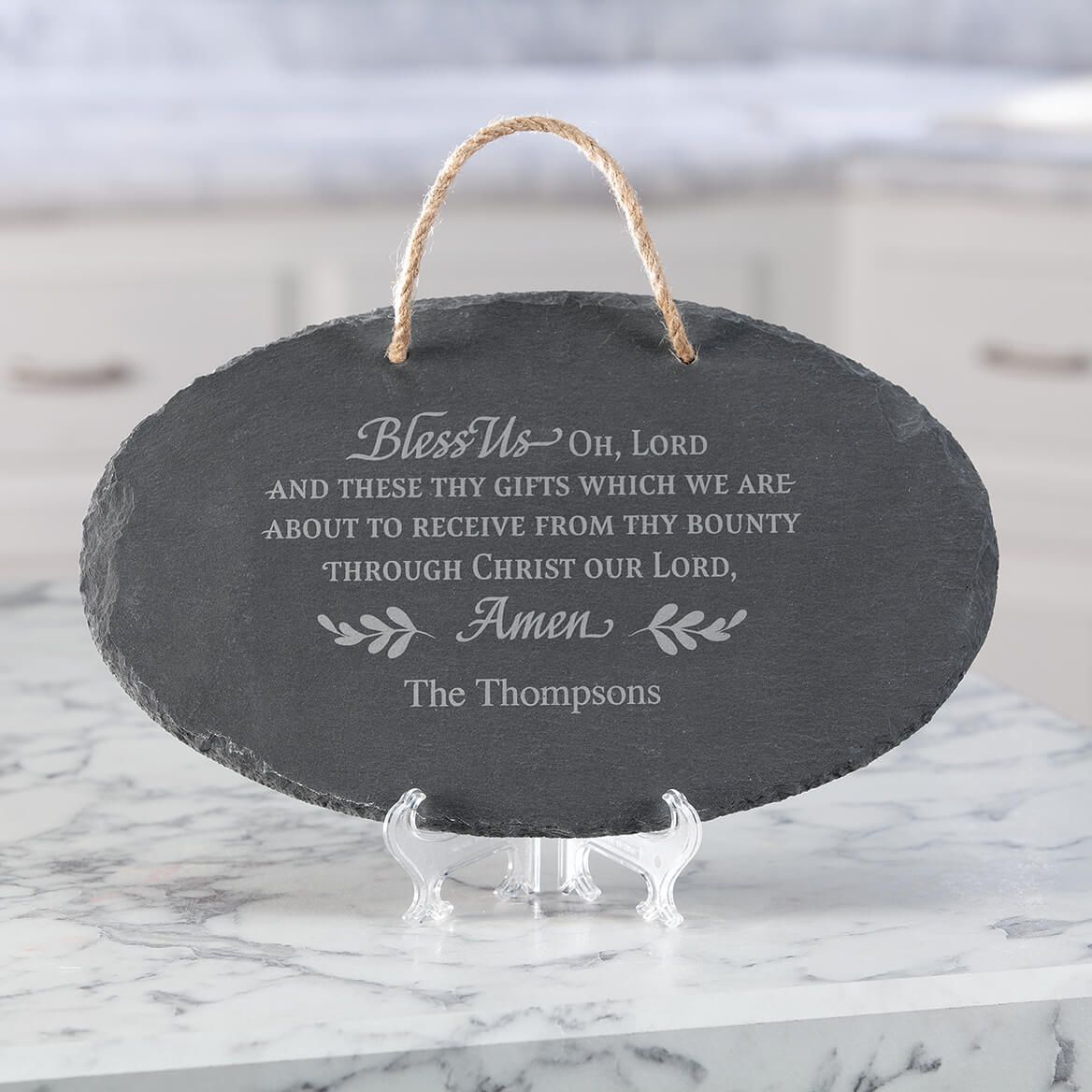 Personalized Bless Us Oh Lord Prayer Slate Plaque-374207