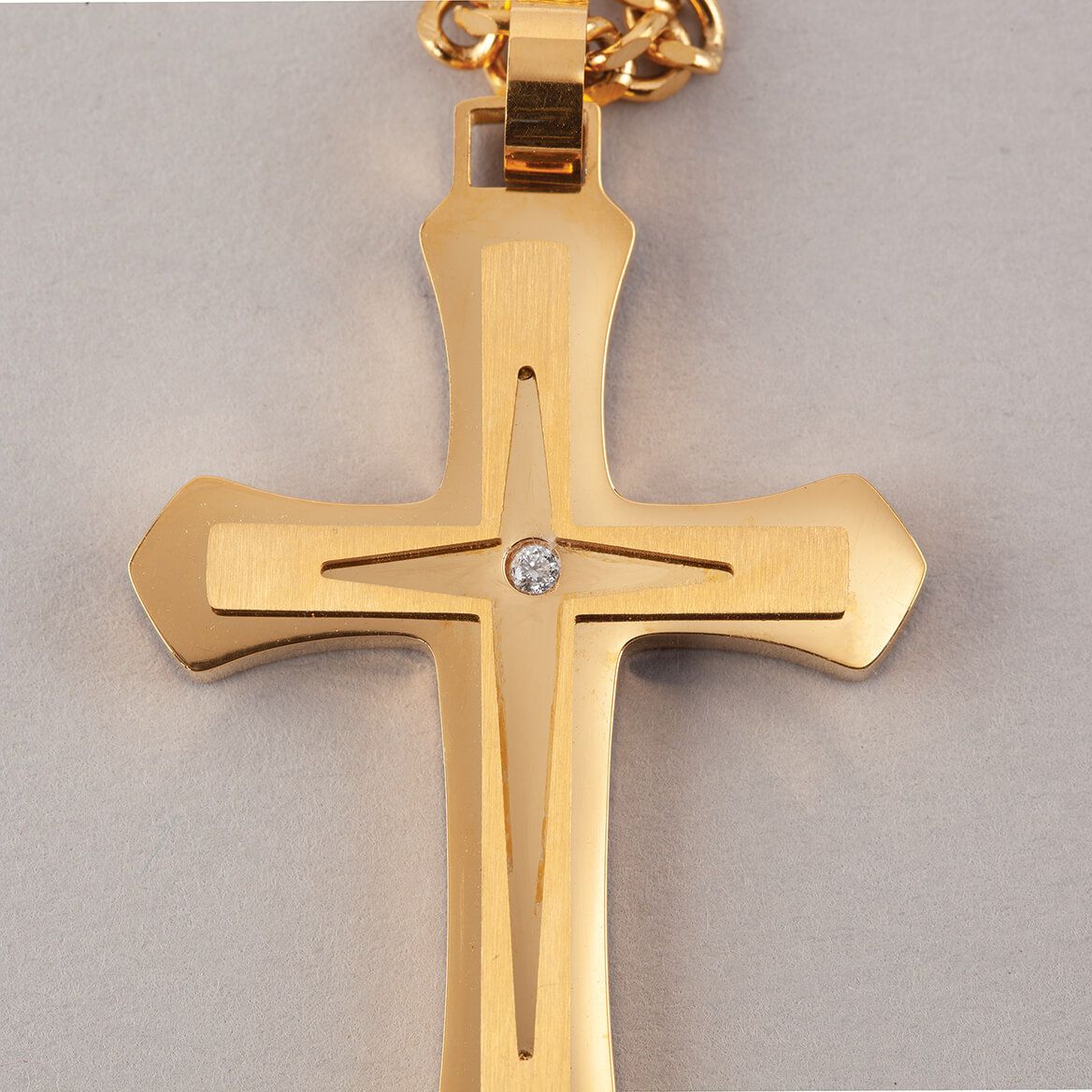 Personalized Stainless Steel/CZ Cross Necklace