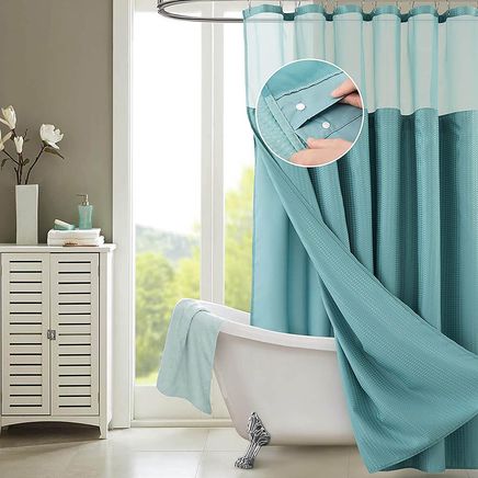 Textured Shower Curtain With Detachable Liner-374477