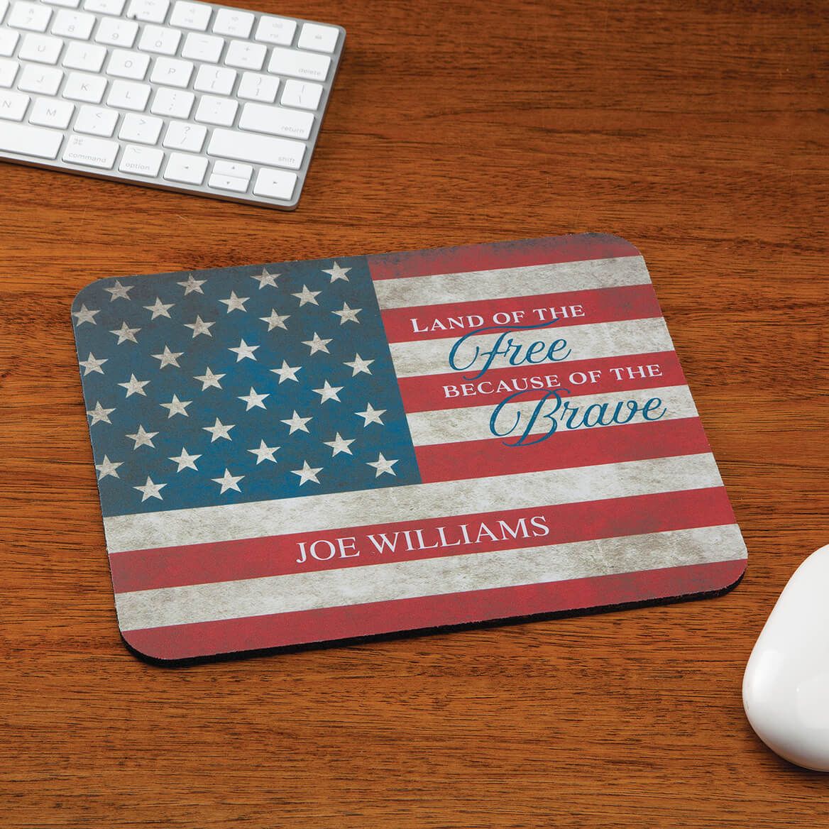 Personalized “Land of the Free” American Flag Mousepad-374622