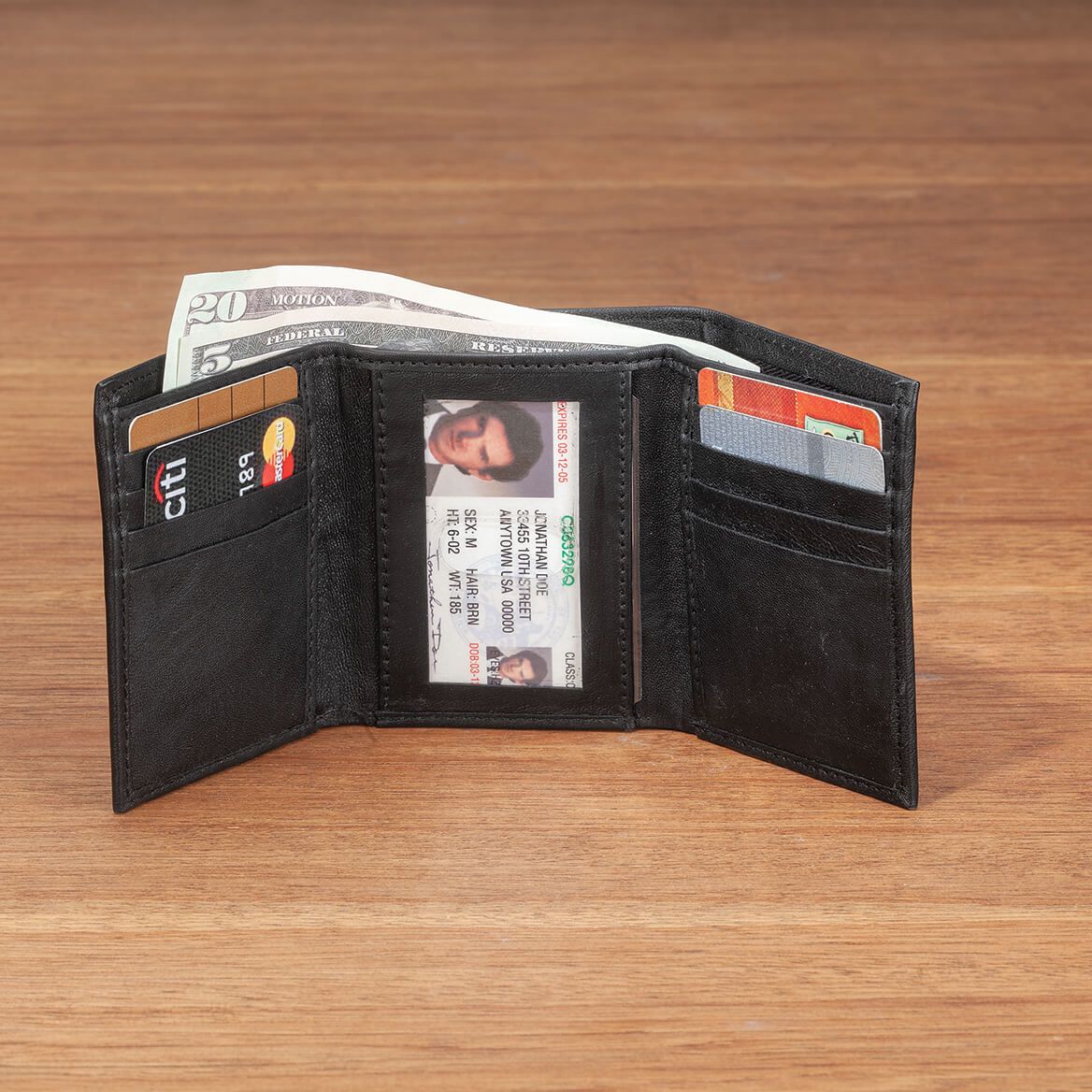 Genuine Leather Debossed RFID Trifold Wallet-374735