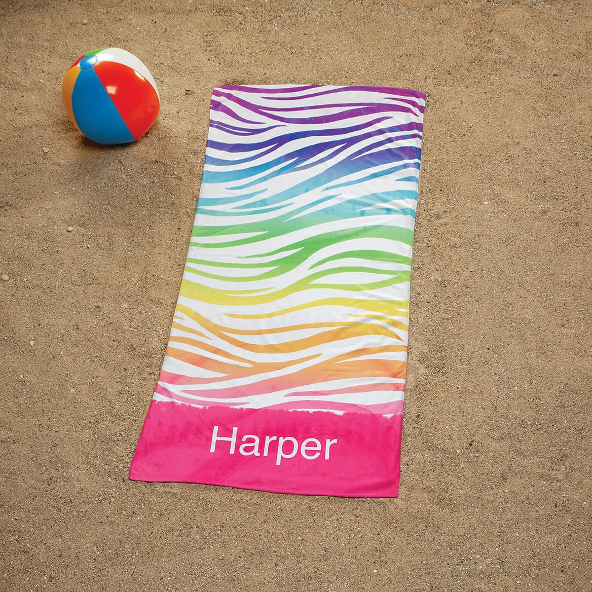 Personalized Zebra Print Beach Towel-374933