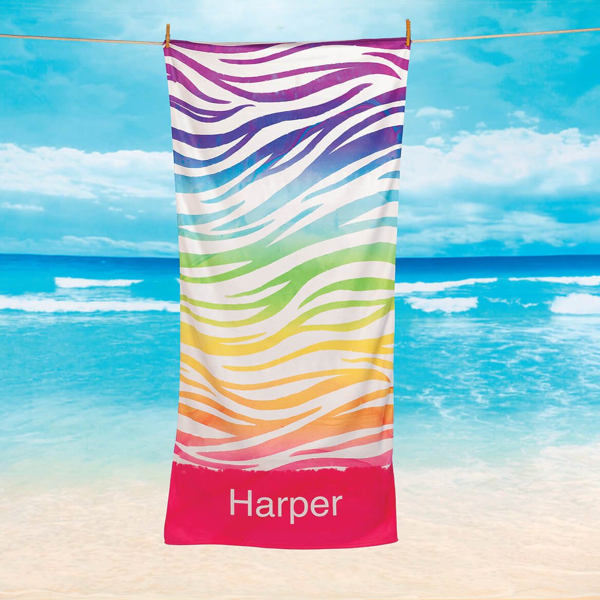Personalized Zebra Print Beach Towel-374933