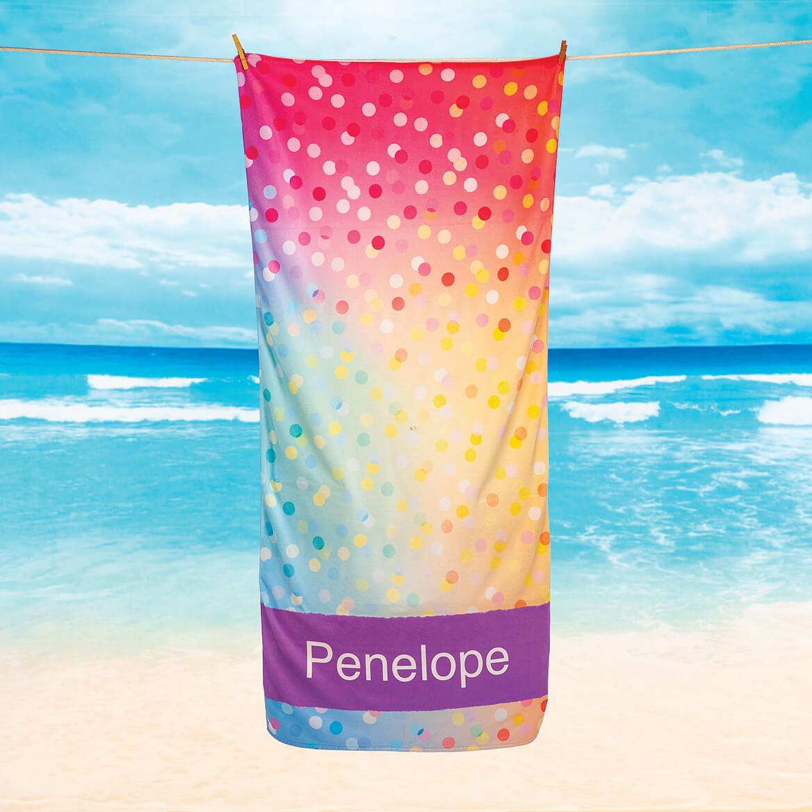 Personalized Dots Beach Towel