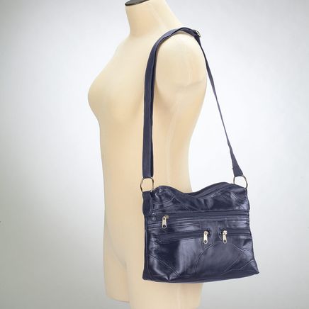 Navy Patch Leather Shoulder Bag-375033
