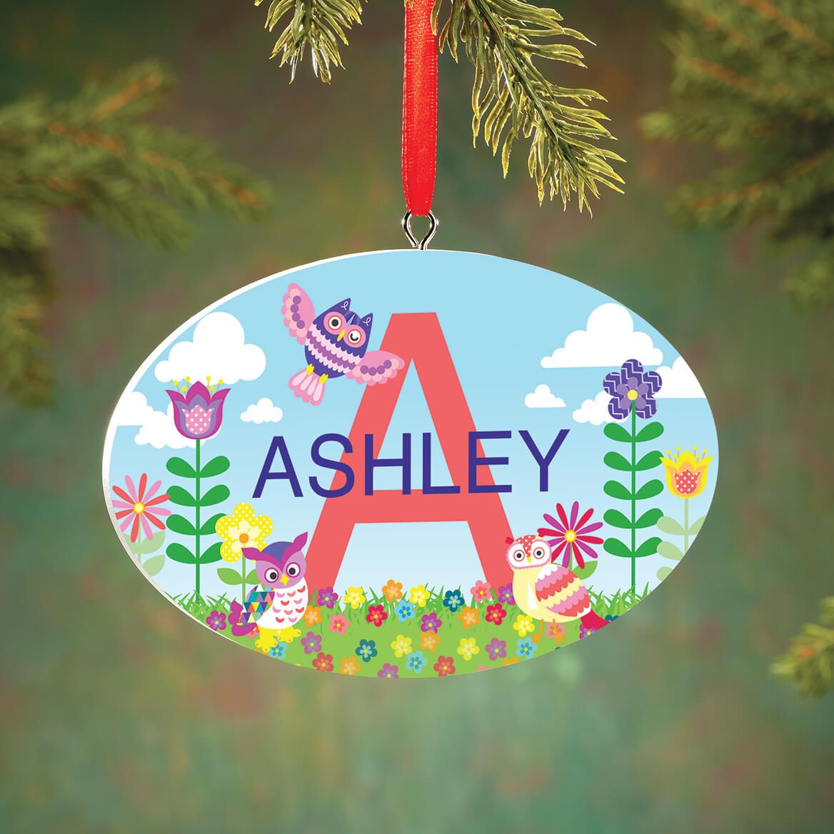 Personalized Owls & Flowers Ornament-375422