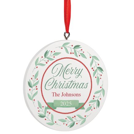 Personalized Merry Christmas Wreath Ornament-375565