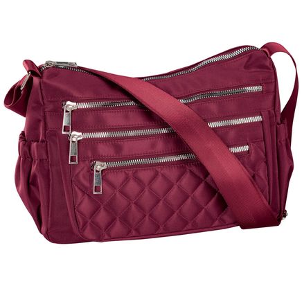 View product details for Quilted Microfiber Crossbody with Side Pockets