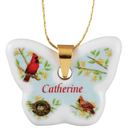 Personalized Porcelain Butterfly Songbird Pendant-375622