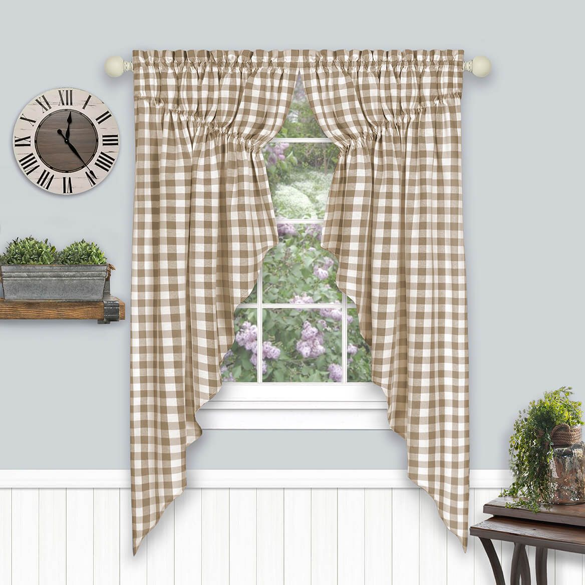 2-Pc. Buffalo Check Gathered Swag Curtain Set-375808