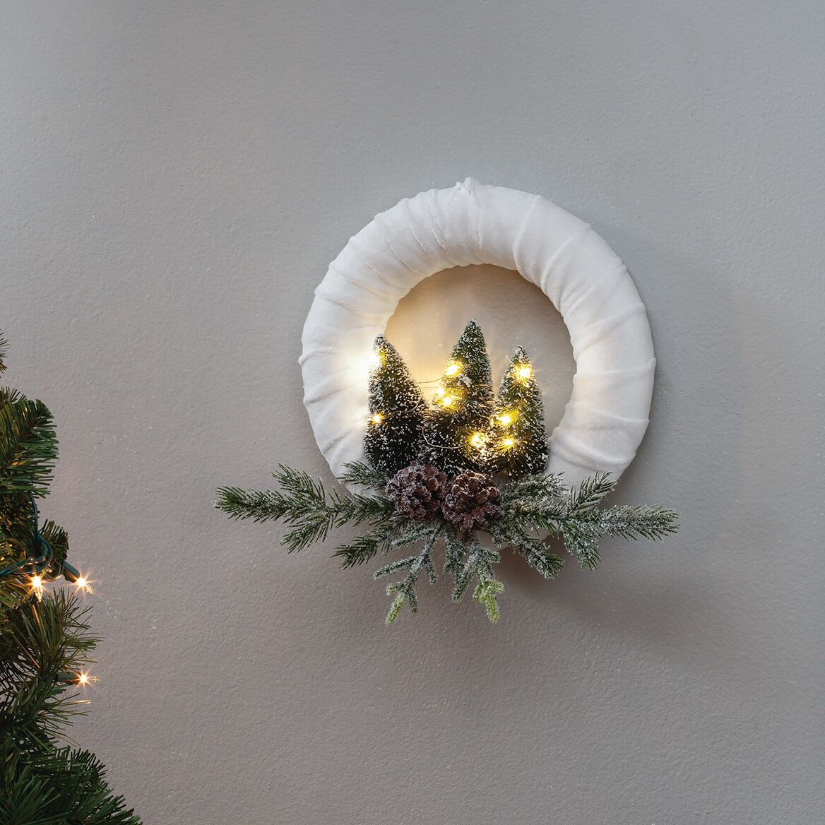 Vintage Lighted Chenille Wreath By Holiday Peak™-375833