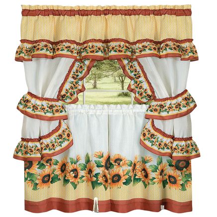 Sunflower Printed Cottage Curtain Set-375855