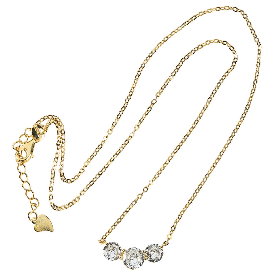 Cubic Zirconia 3-Stone Pendant Necklace