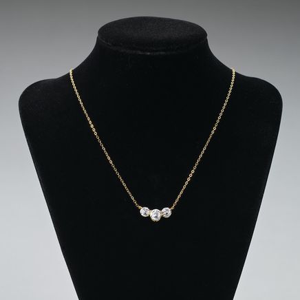 Cubic Zirconia 3-Stone Pendant Necklace-375907