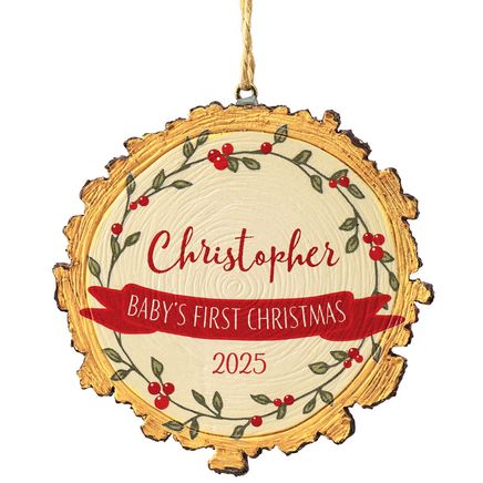 Personalized Baby's First Christmas Wood Slice Ornament-375919