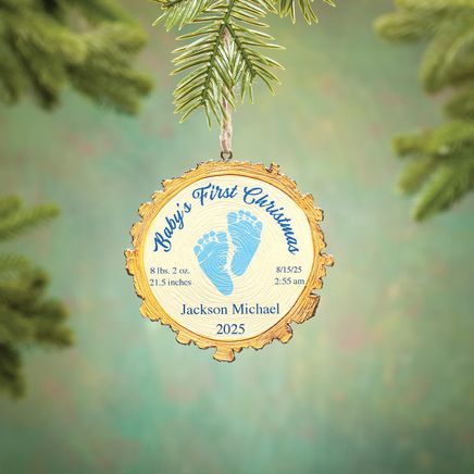 Personalized Baby's First Christmas Footprint Wood Slice Ornament-375920