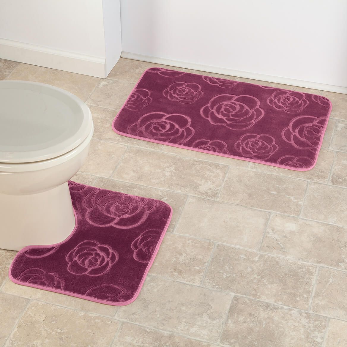 2-Pc. Rose Embossed Memory Foam Mat Set-376550