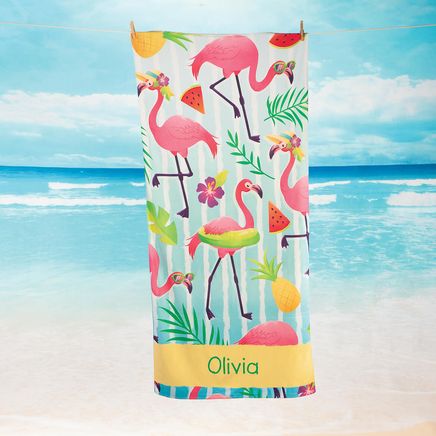 Personalized Summer Flamingos Beach Towel-376730