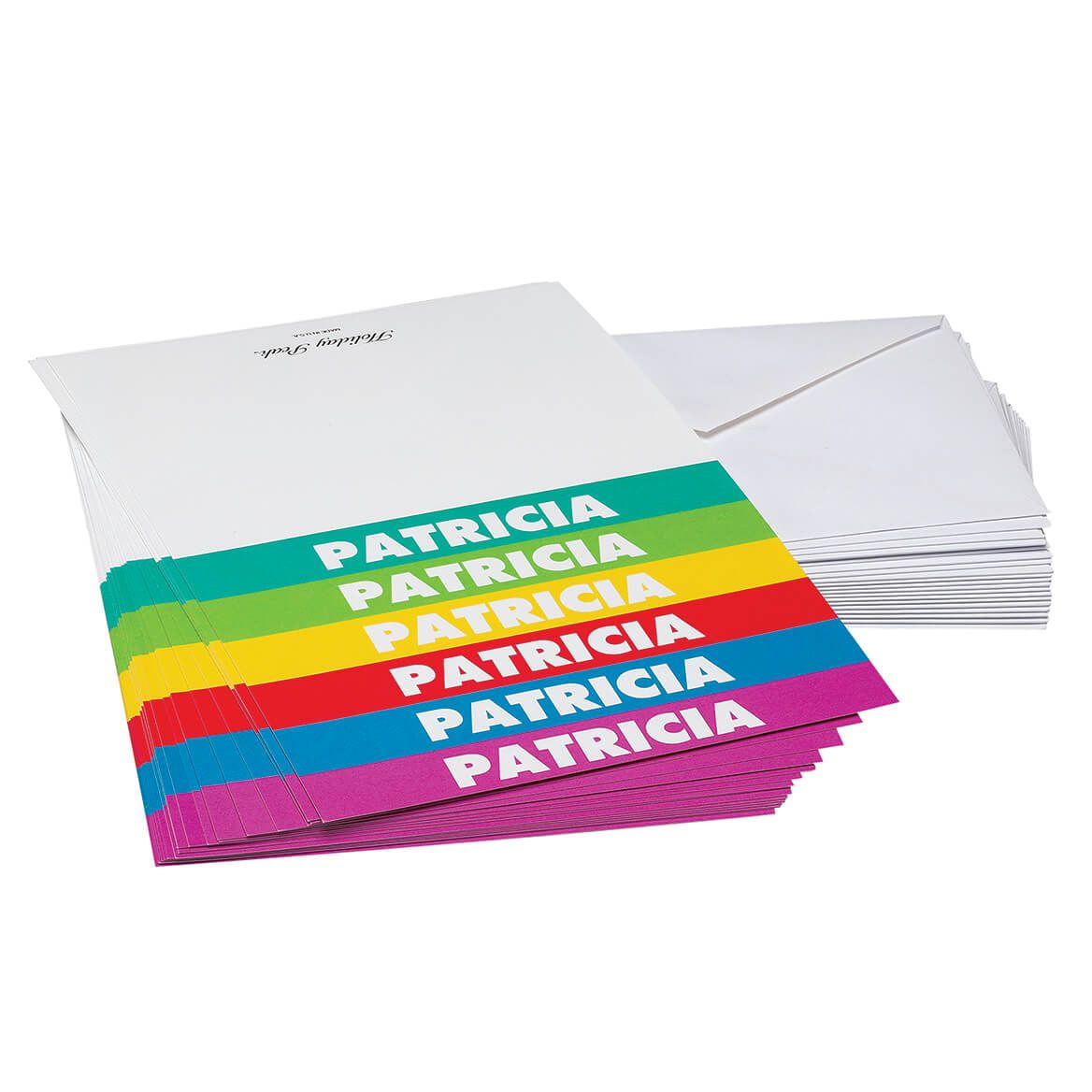 Personalized Bright Striped Notecards, Set of 20-376889