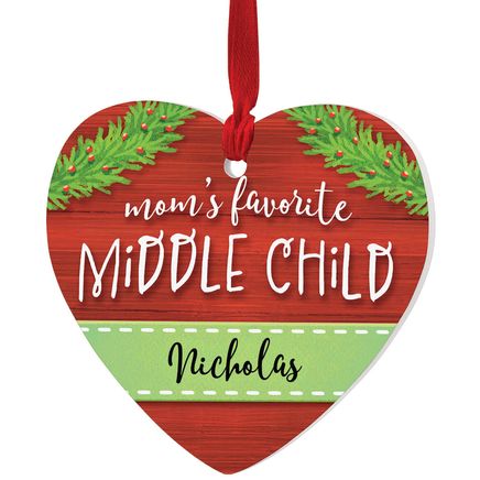 Personalized Mom's Favorite Middle Child Heart Ornament-376964