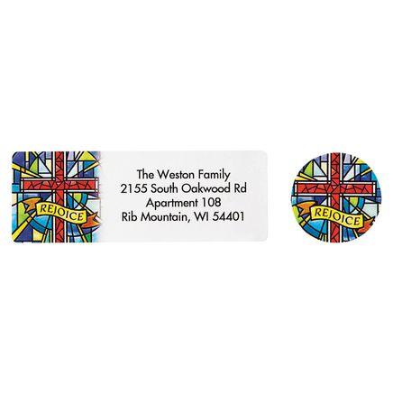 Personalized Stained-Glass Cross Labels and Seals, Set of 20-377360