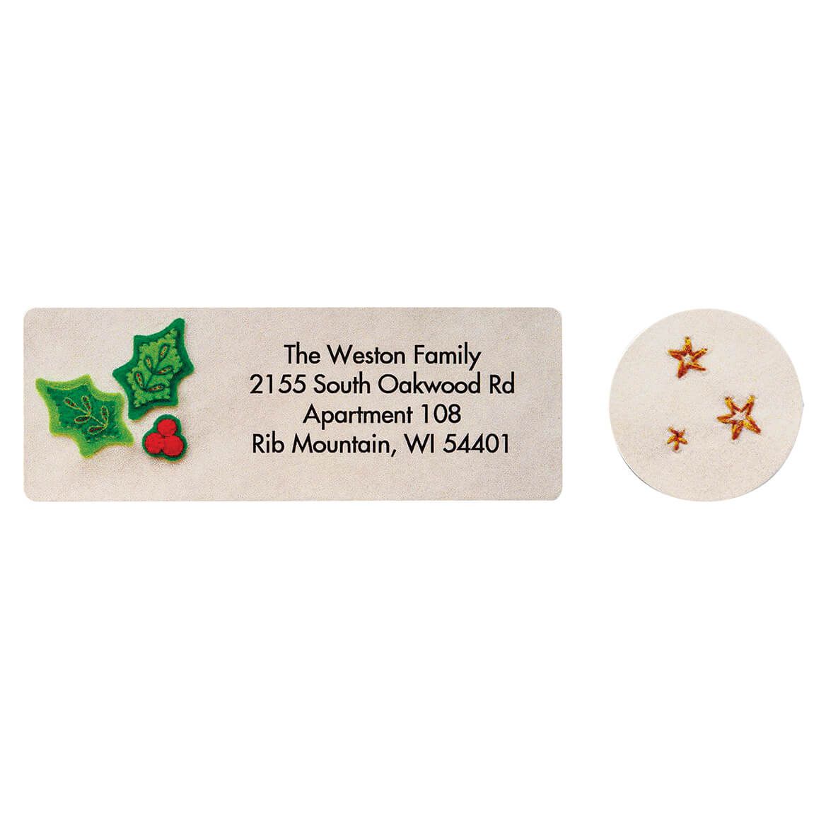 Personalized JOY Felt Collage Christmas Labels Seals, Set 20-377362
