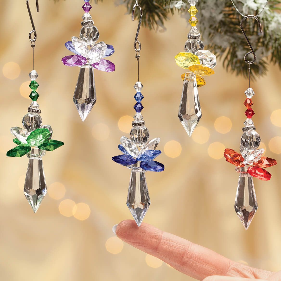 Crystal-Like Angel Ornaments, Set of 5-377556