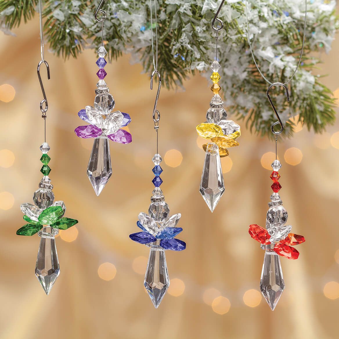 Crystal-Like Angel Ornaments, Set of 5-377556