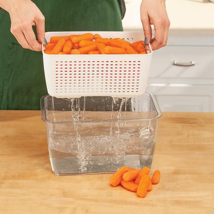 Storage Container with Drain Basket and Divider by Chef's Pride™-377574