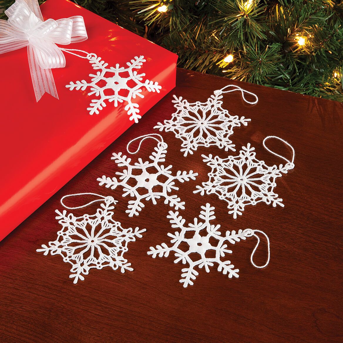 Crochet-Style Snowflake Ornaments, Set of 6 by Holiday Peak™-377732