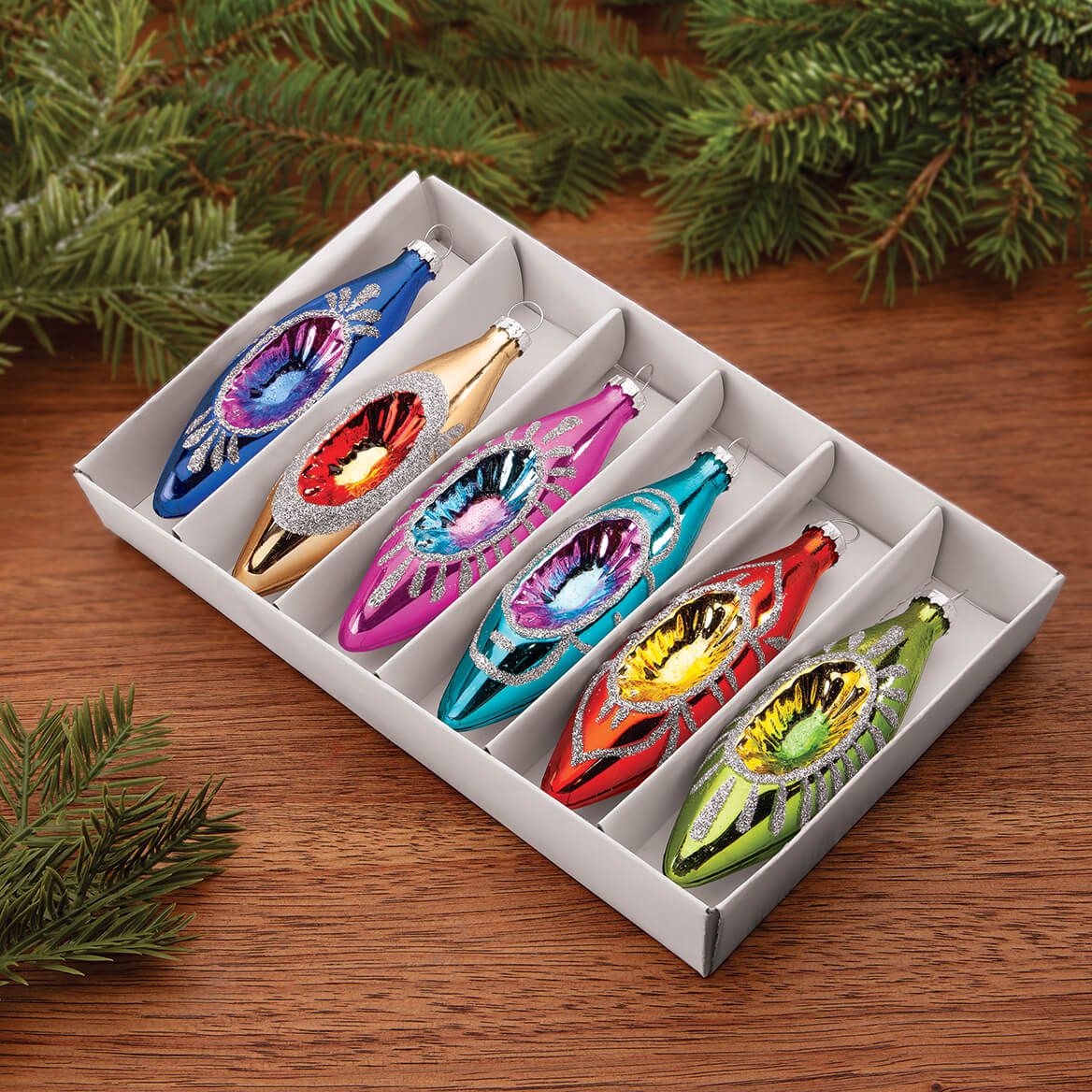 Retro-Like Glass Ornaments, Set of 6-378021