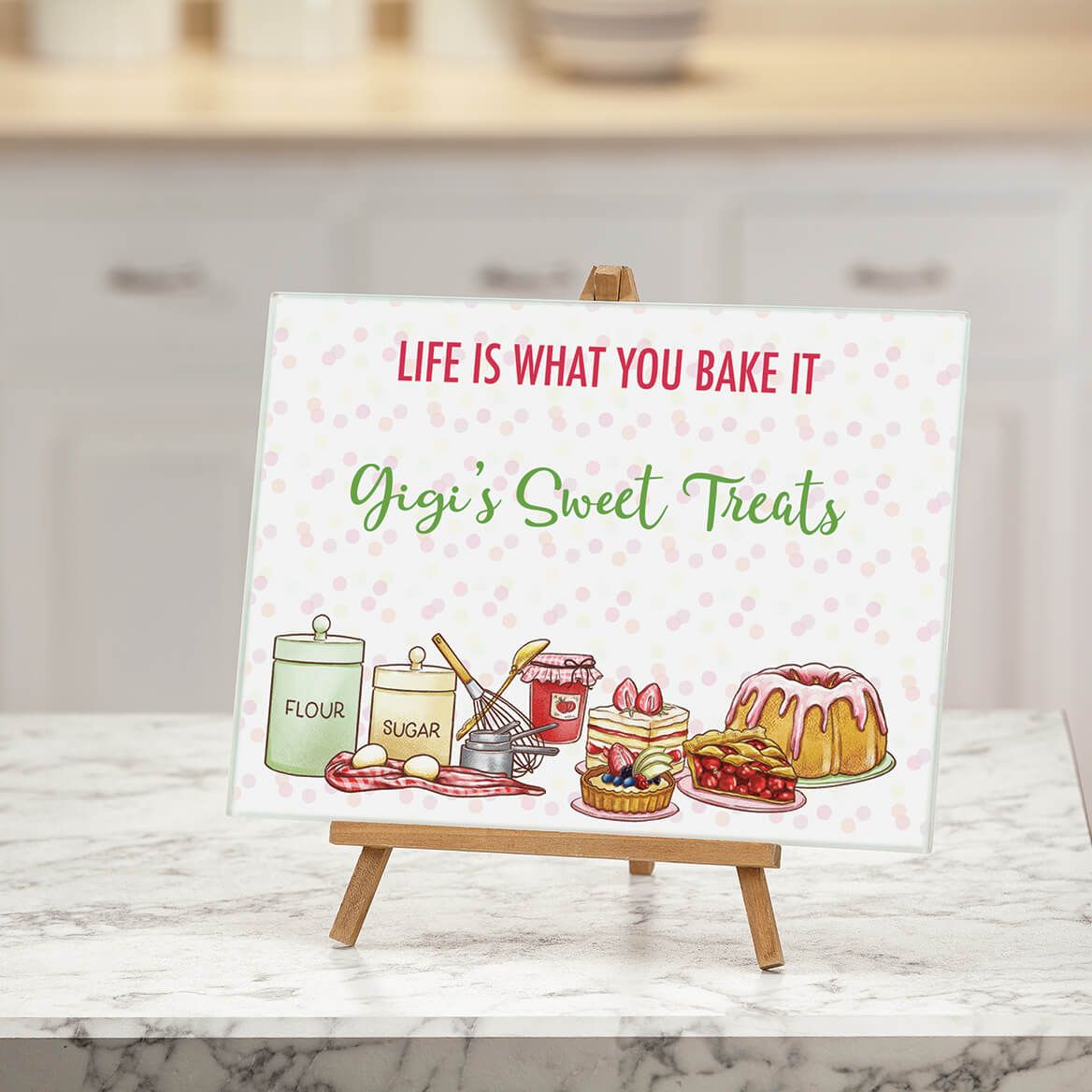 Personalized Life Is What You Bake It Glass Cutting Board-378127