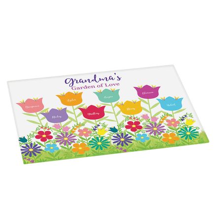 Personalized Garden of Love Glass Cutting Board-378128