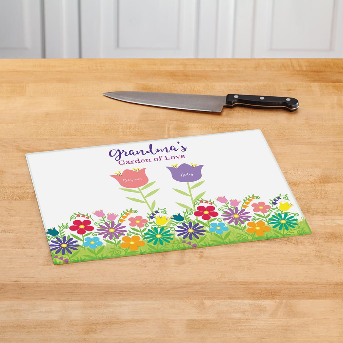 Personalized Garden of Love Glass Cutting Board-378128