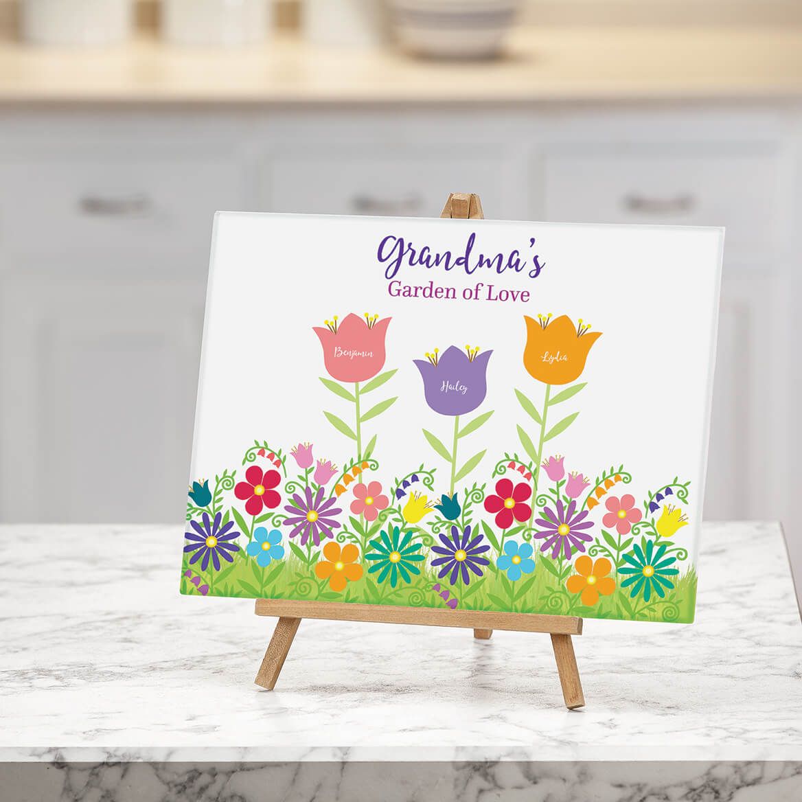 Personalized Garden of Love Glass Cutting Board-378128