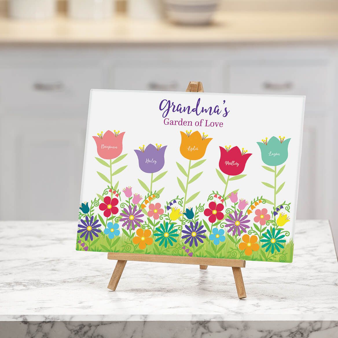 Personalized Garden of Love Glass Cutting Board-378128