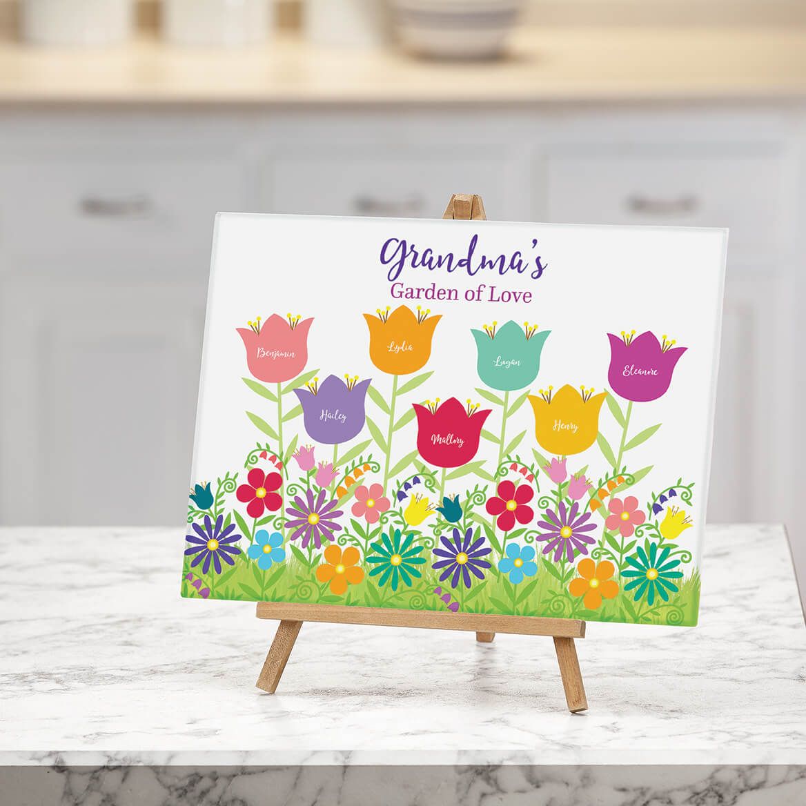 Personalized Garden of Love Glass Cutting Board-378128