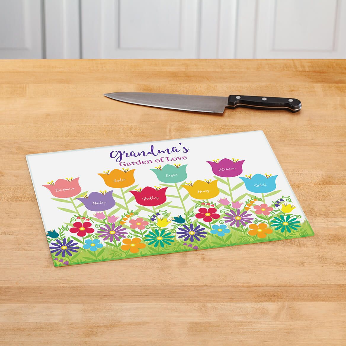 Personalized Garden of Love Glass Cutting Board-378128