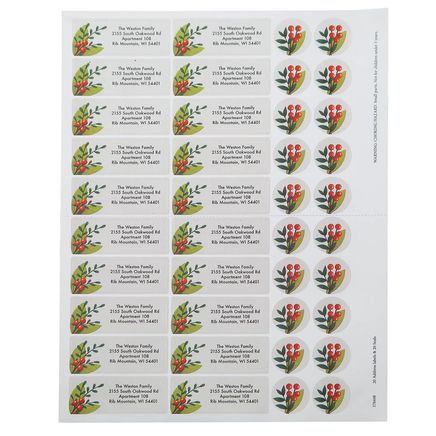 Personalized Floral Border Address Labels and Seals, Set of 20-378448