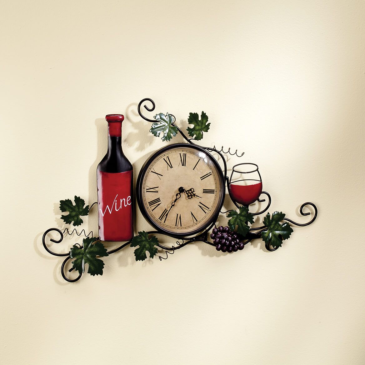 Wine Wall Clock and Wine Glasses Décor Set-378477