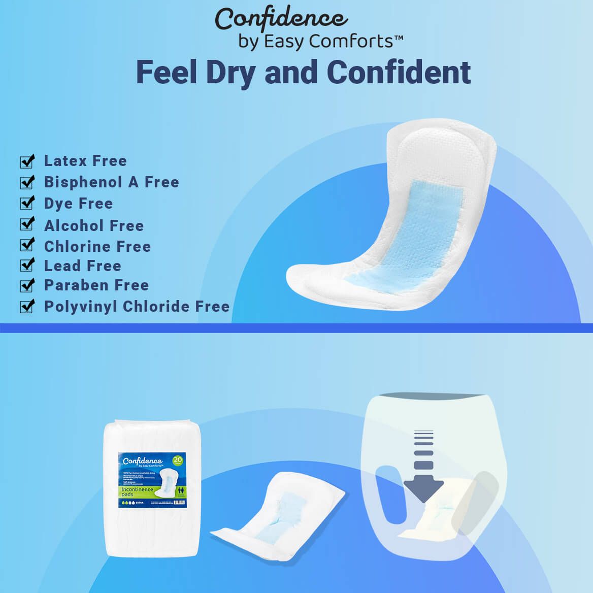 Confidence by Easy Comforts™ Incontinence Pads, Case-378514