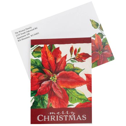 Personalized Peaceful Poinsettia Christmas Cards, Set of 20-378736