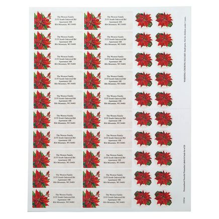 Personalized Peaceful Poinsettia Address Labels and Seals, Set of 20-378744