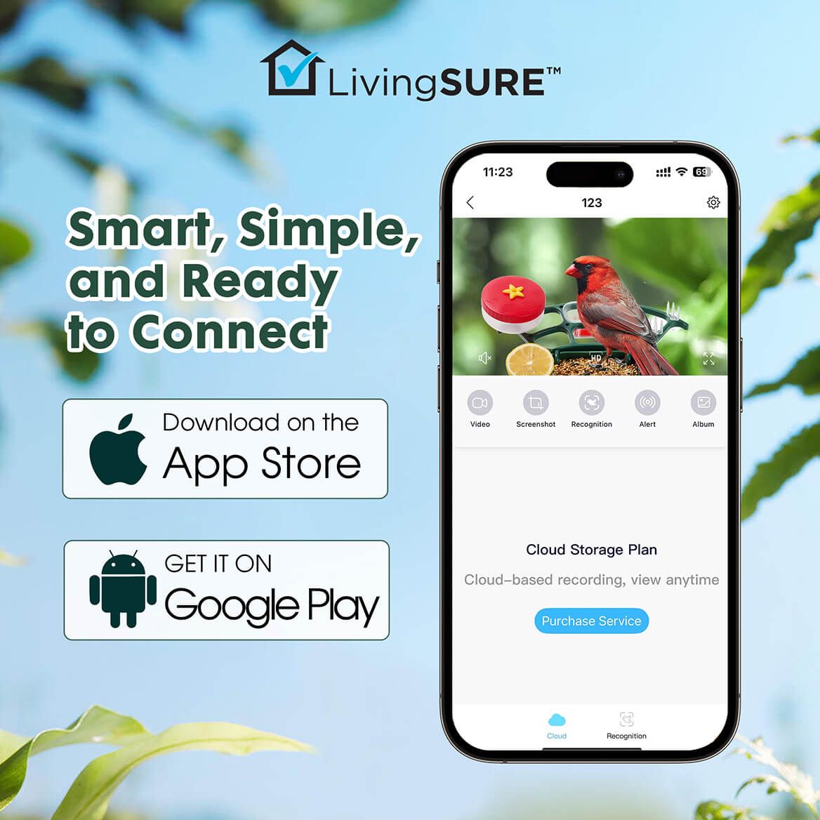 2-In-1 Smart Video Birdfeeder by LivingSURE™-378760