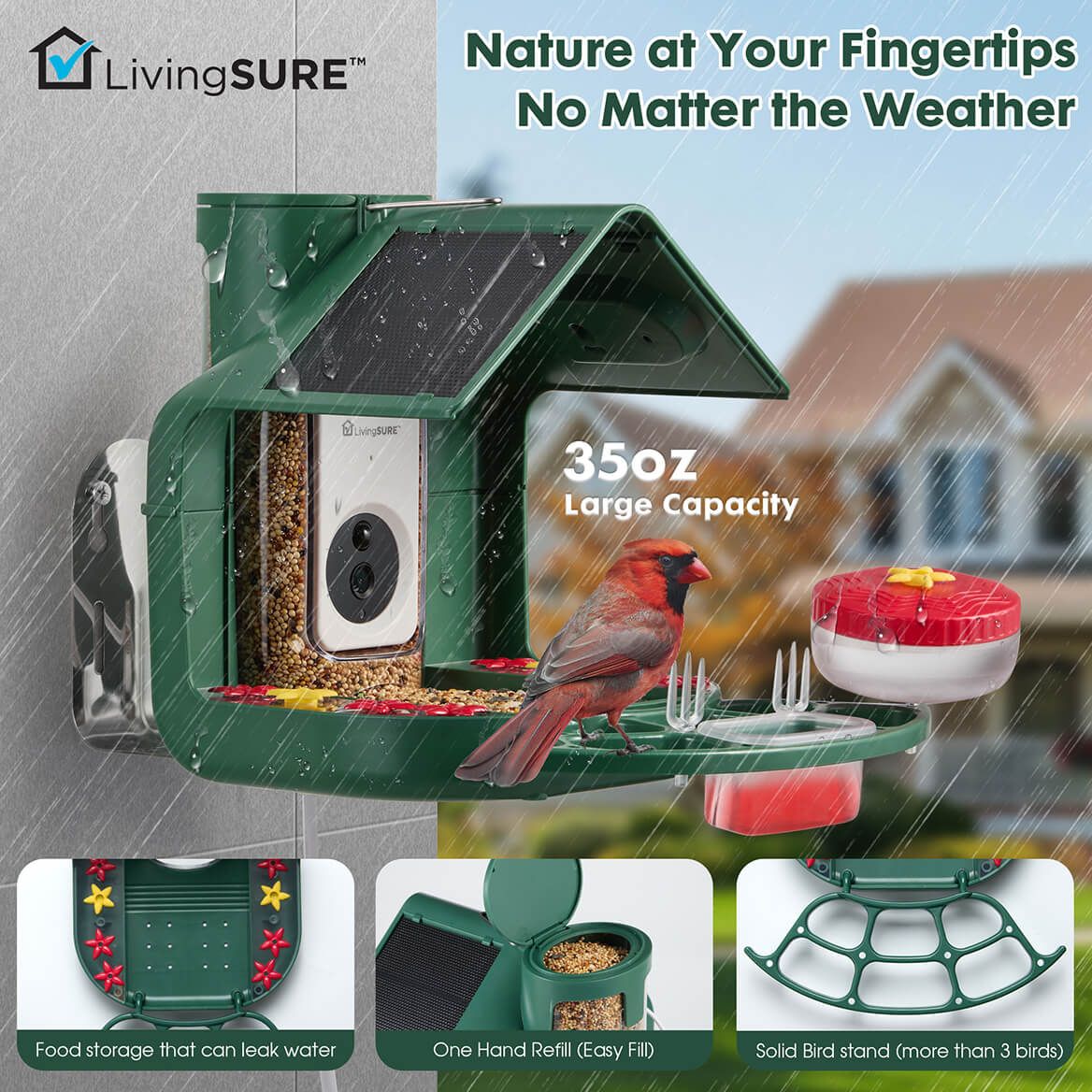 2-In-1 Smart Video Birdfeeder by LivingSURE™-378760