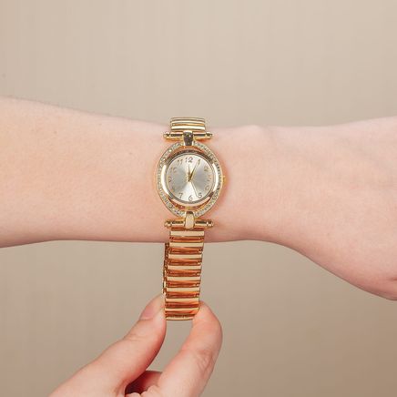 Faux Diamond Accent Stretch Watch-378782